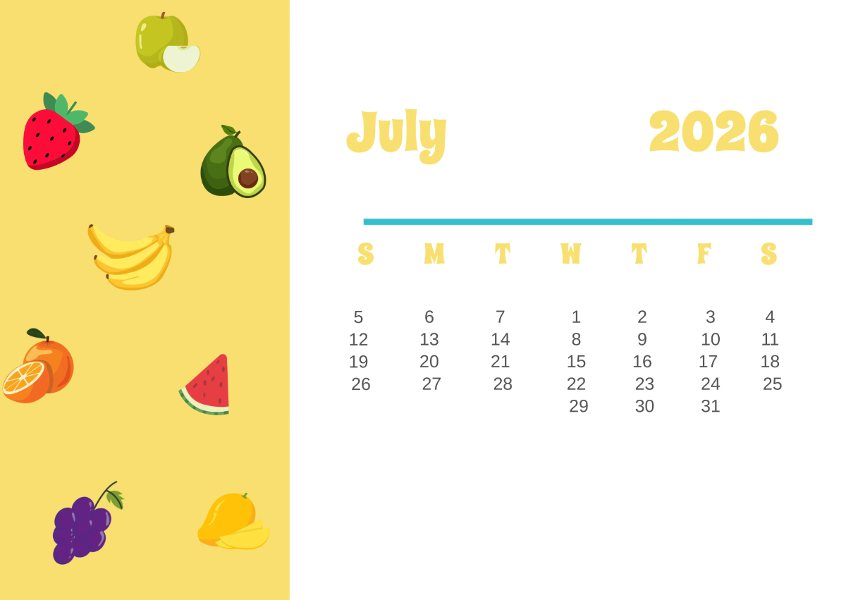Free Colorful 2026 Calendar for Kids Template to Edit Online