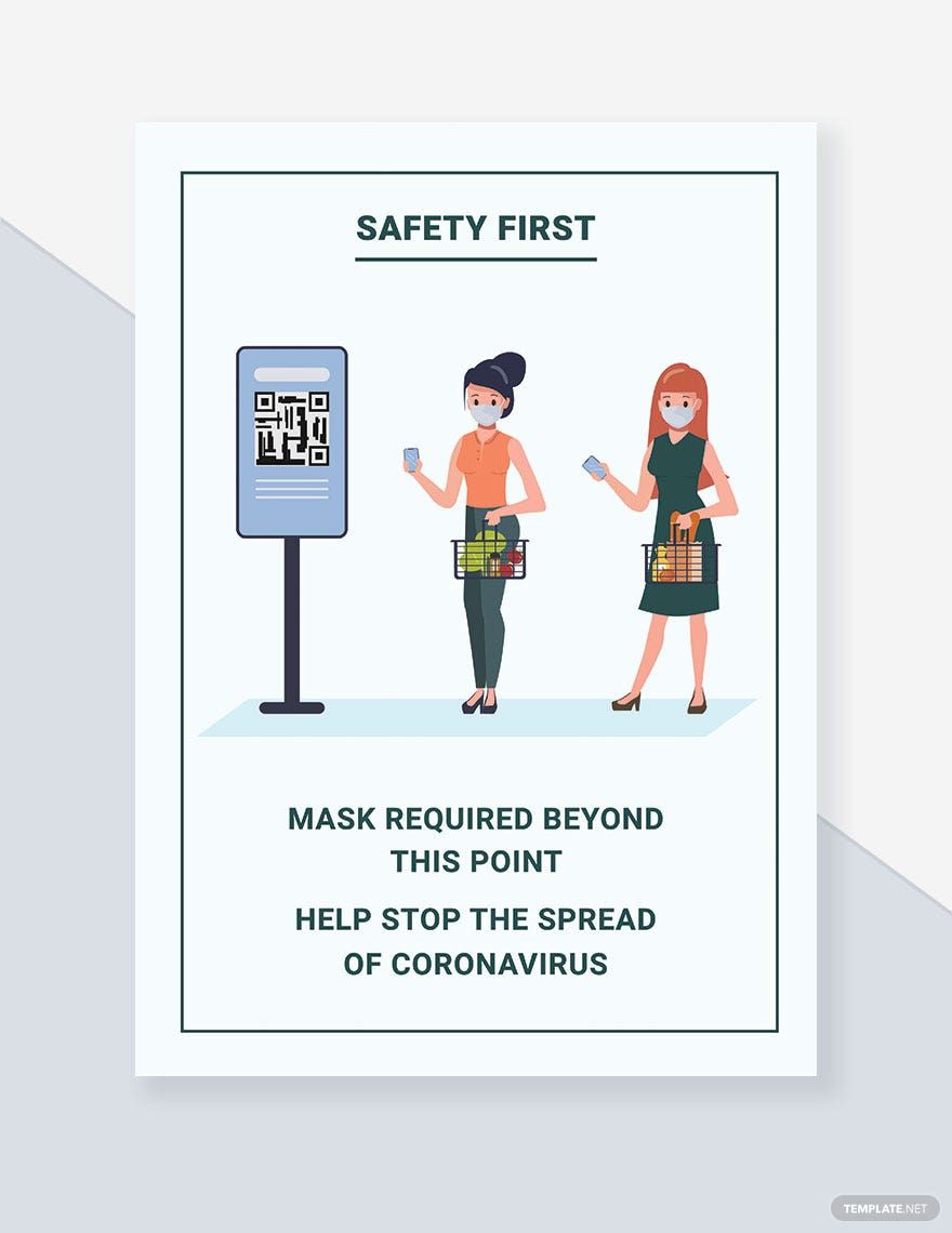 Safety First: Mask Required Beyond This Point Stop Coronavirus Template in Illustrator, PSD