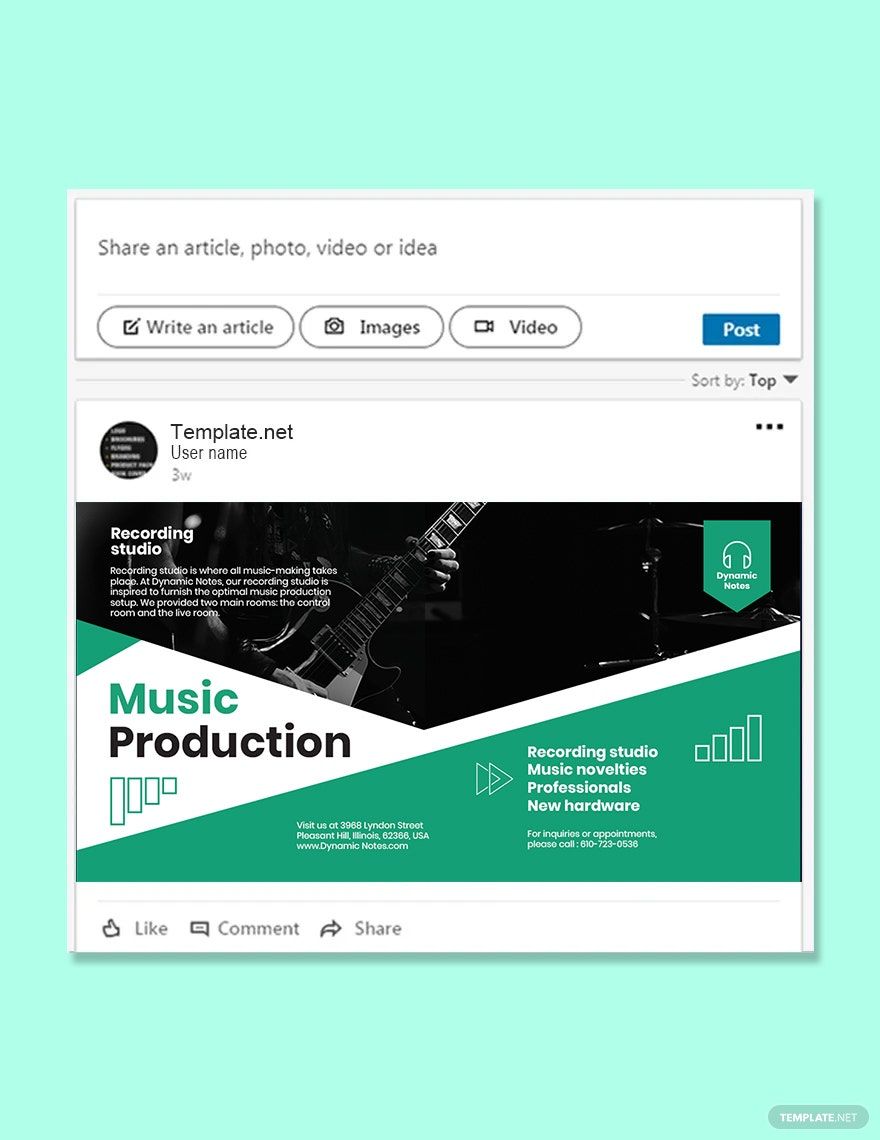 Free Music Production Linkedin Post Template