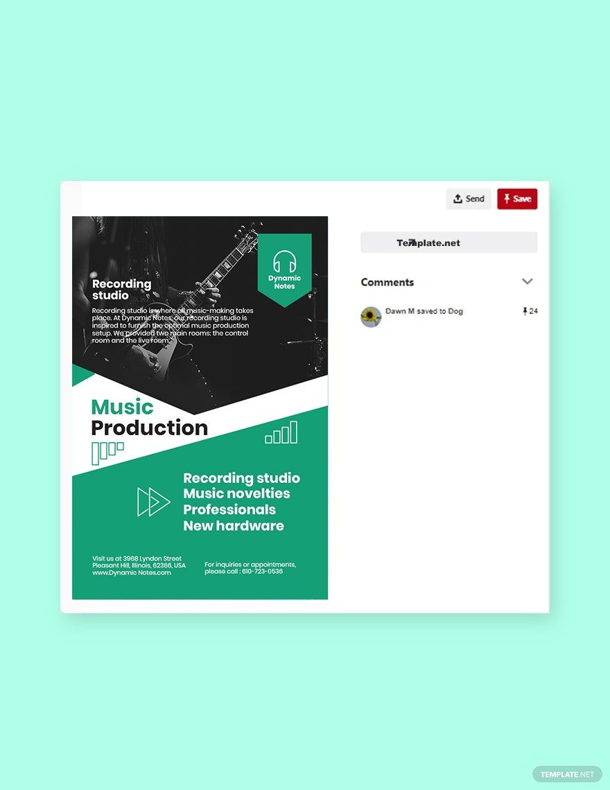 Music Production Pinterest Pin Template in PSD