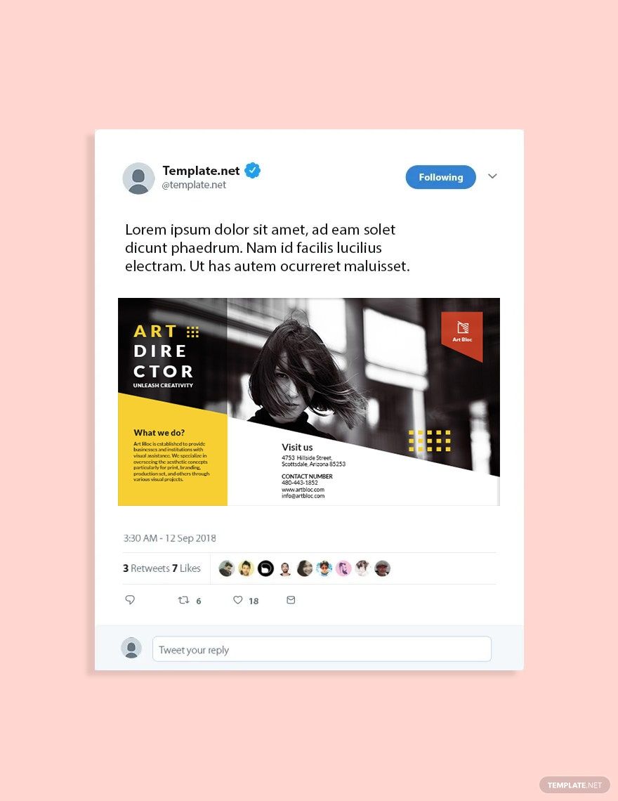 Art Director Twitter Post Template in PSD - Download | Template.net