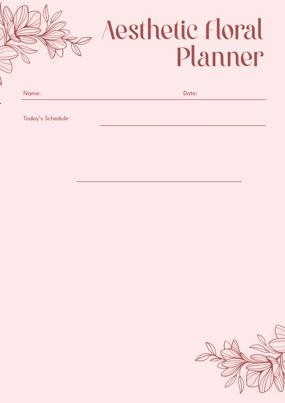 Free Pink Aesthetic Floral Planner Template to Edit Online