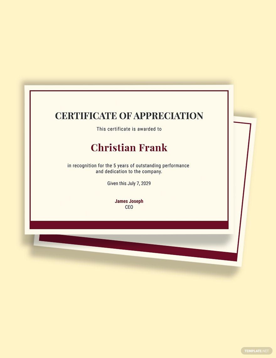 5 Year Work Anniversary Certificate Template