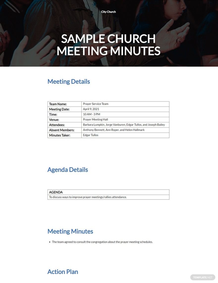 Sample Church Meeting Minutes Template