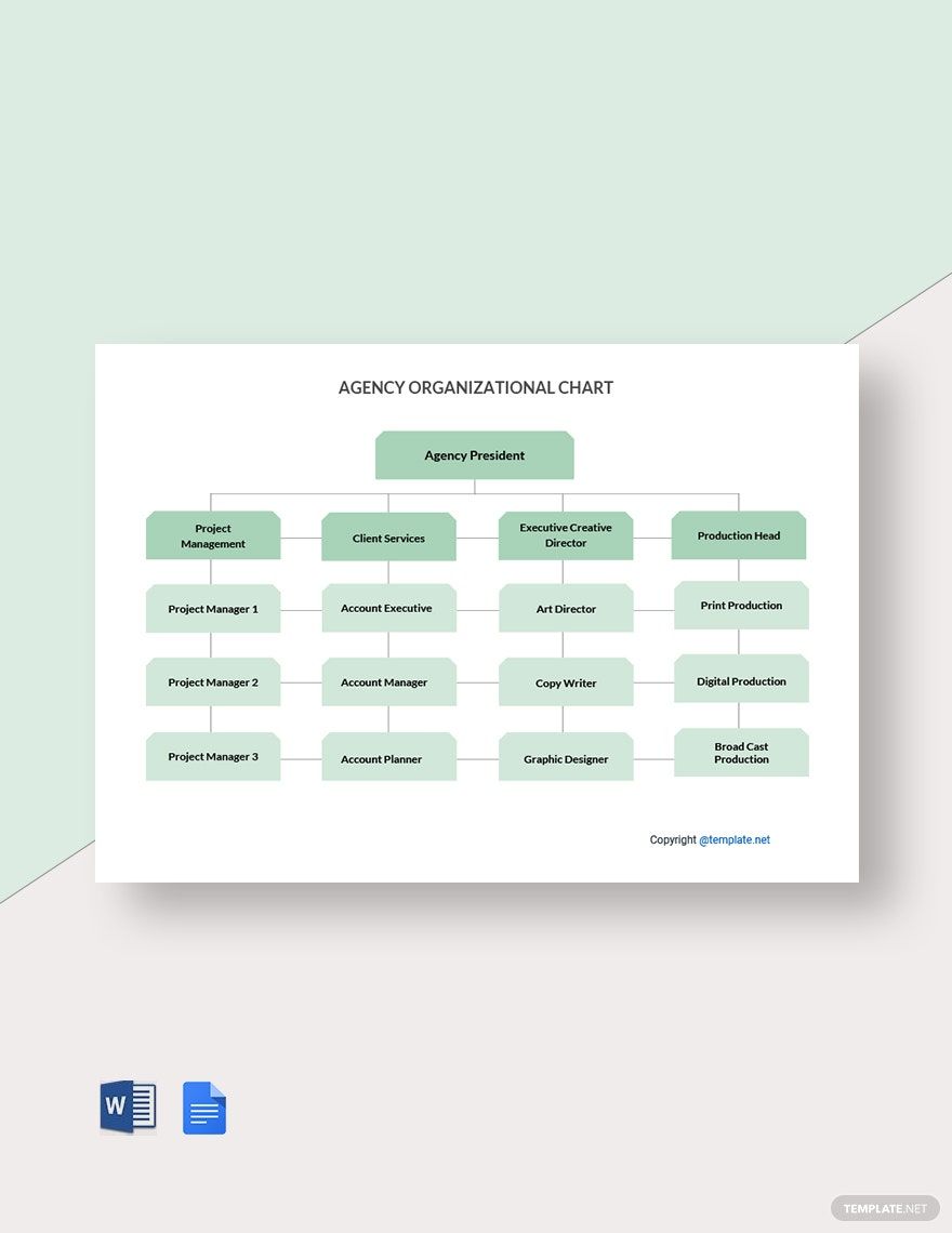 Free Simple Agency Organizational Chart Template in Word, Google Docs
