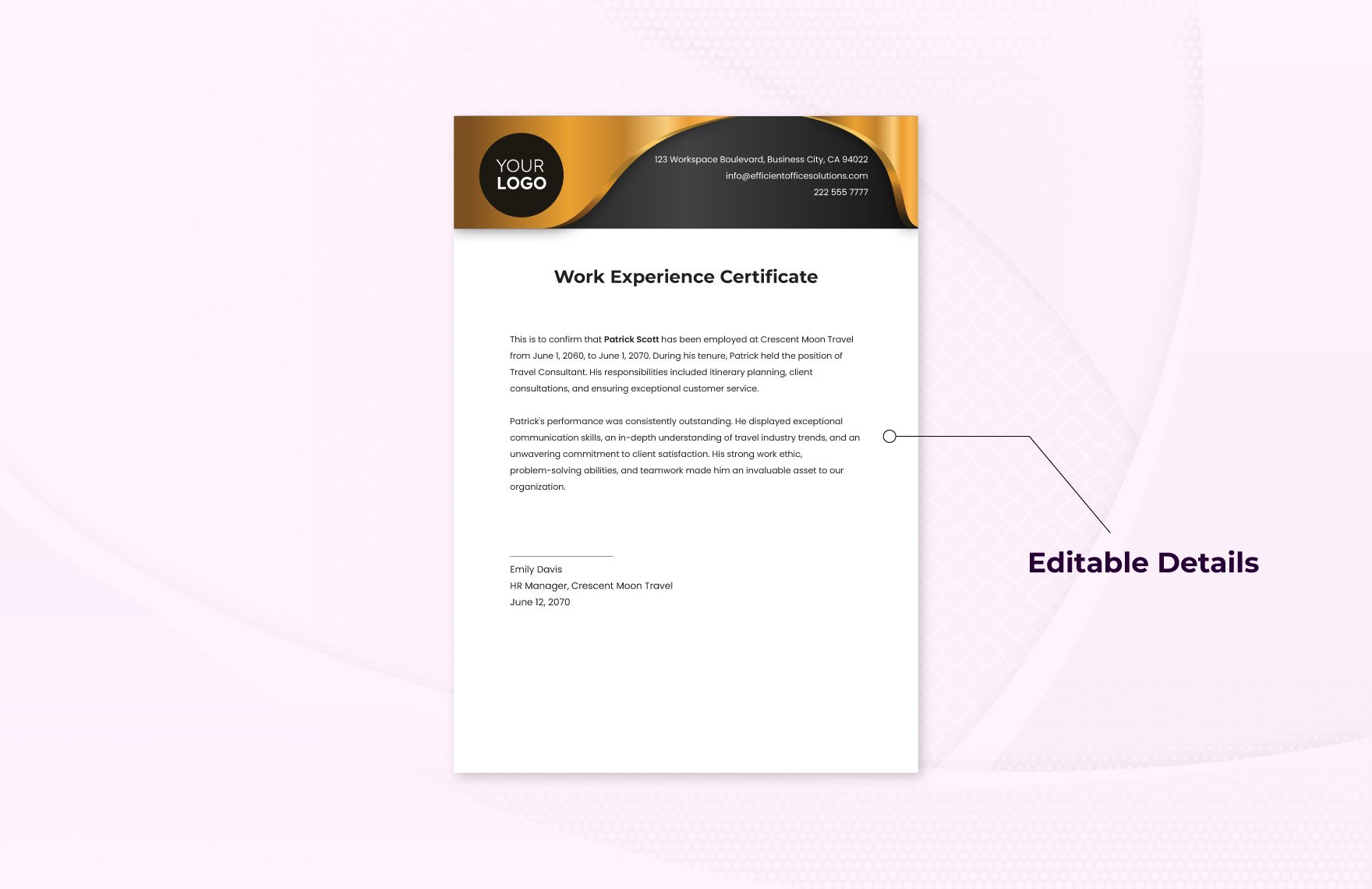 Work Experience Certificate Template
