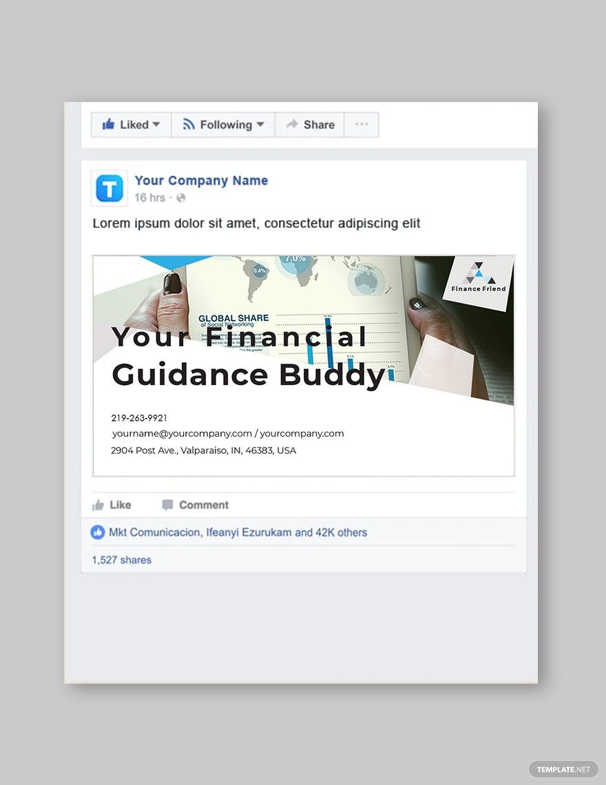 Finance Consultant Facebook Post Template in PSD