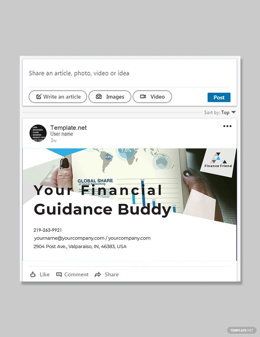 Finance Consultant Linkedin Post Template in PSD