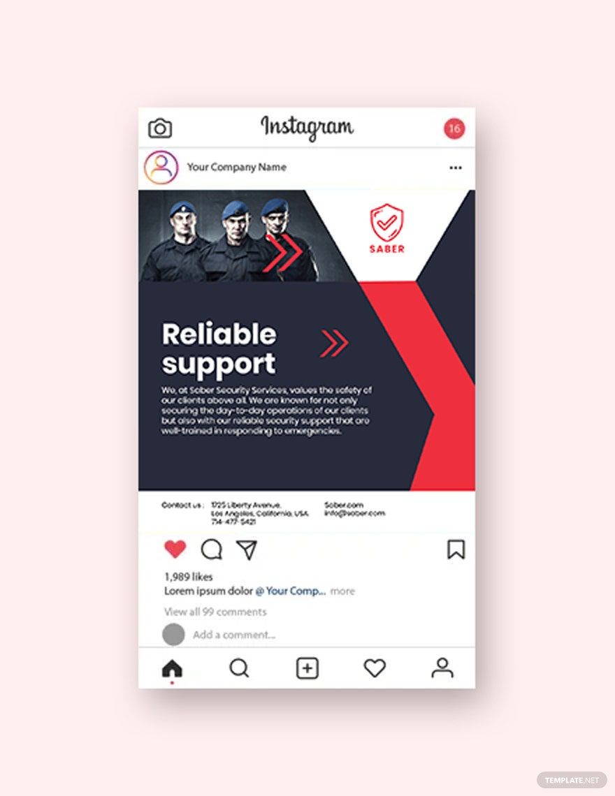 Security Guard Services Instagram Post Template in PSD