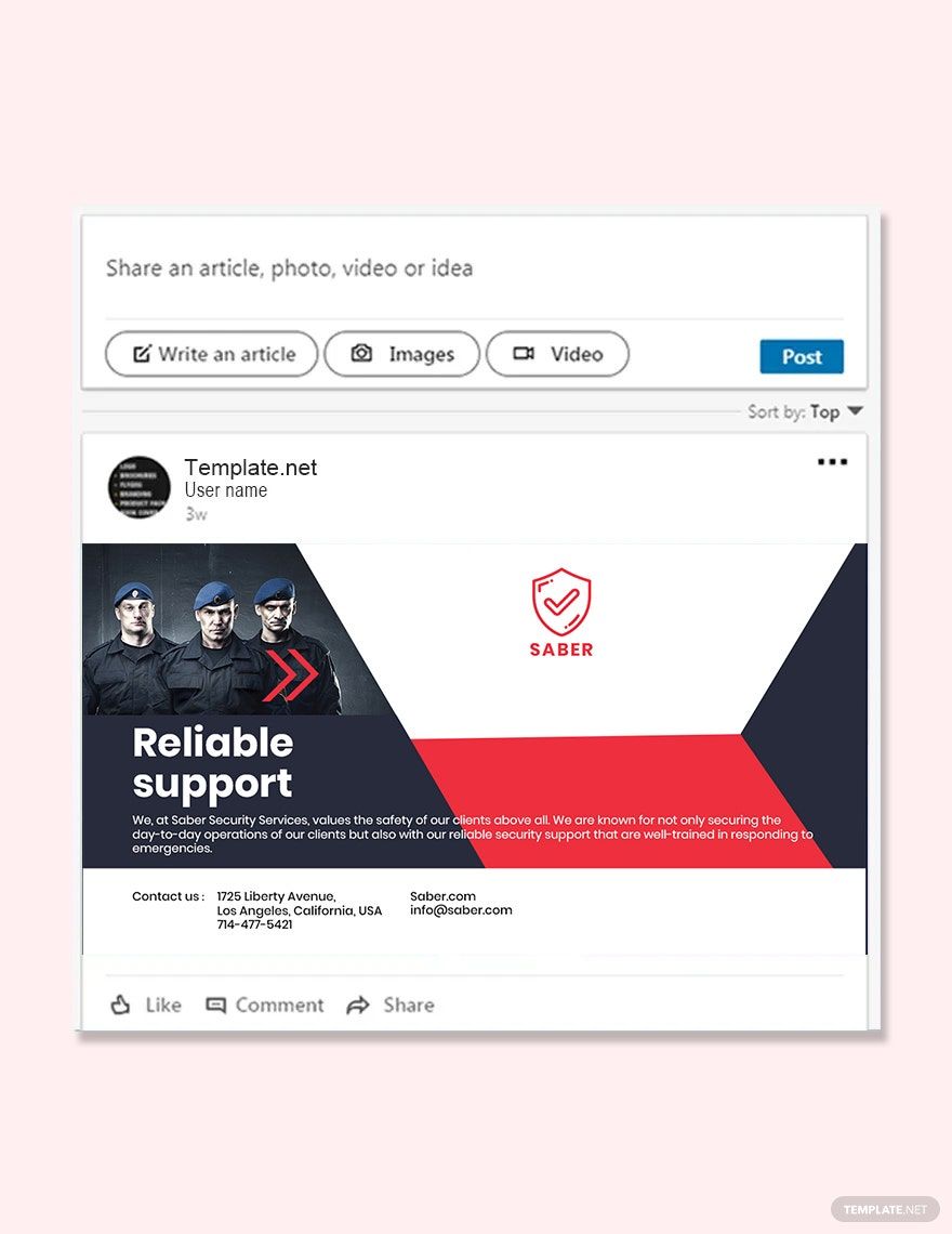 Security Guard Services Linkedin Post Template in PSD