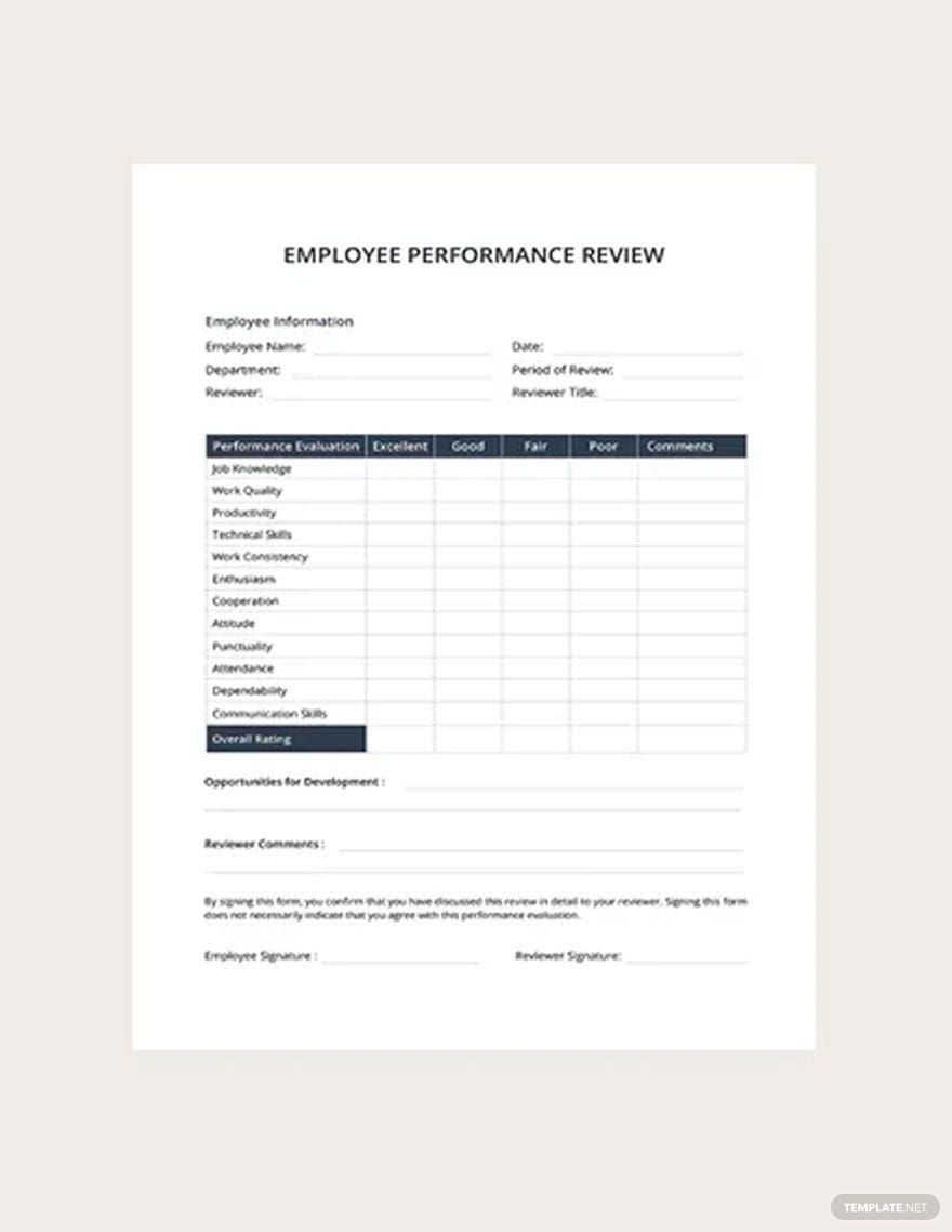 Employee Performance Review Template