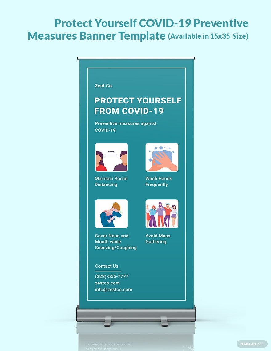 Free Protect Yourself COVID-19 Preventive Measures Banner Template in Illustrator, PSD