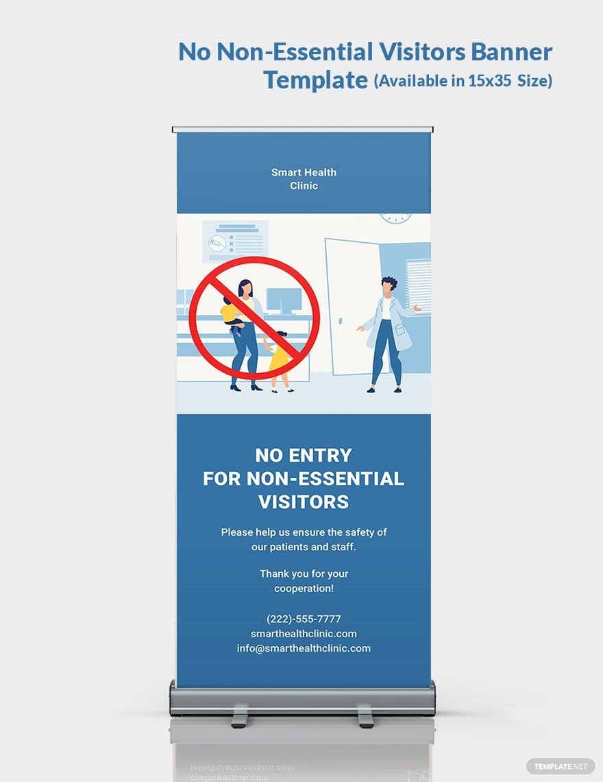 No Non-Essential Visitors Banner Template in Illustrator, PSD