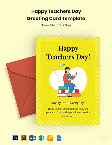 Free Happy Teachers Day Greeting Card Template