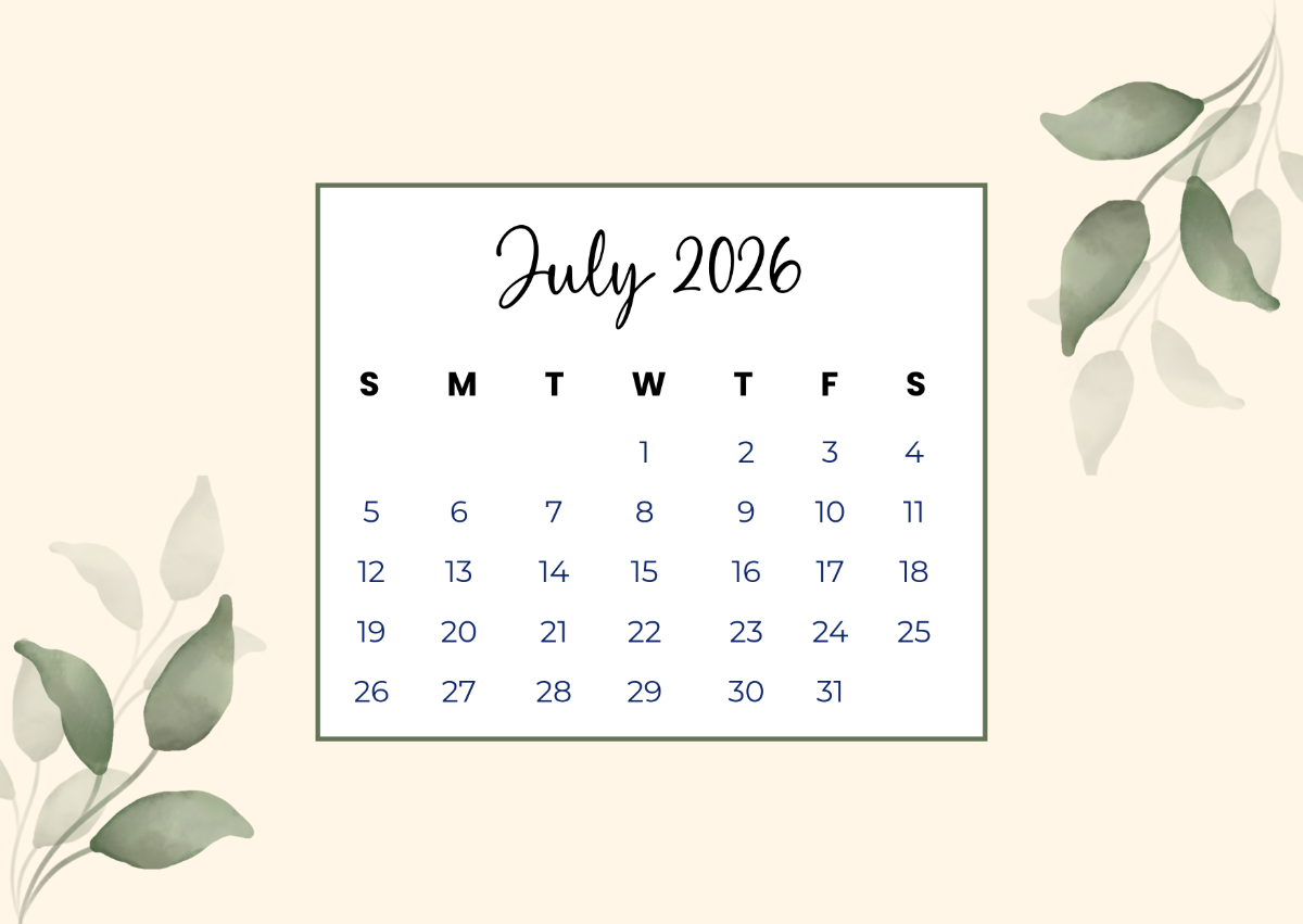 Beige Floral July 2026 Calendar Template to Download