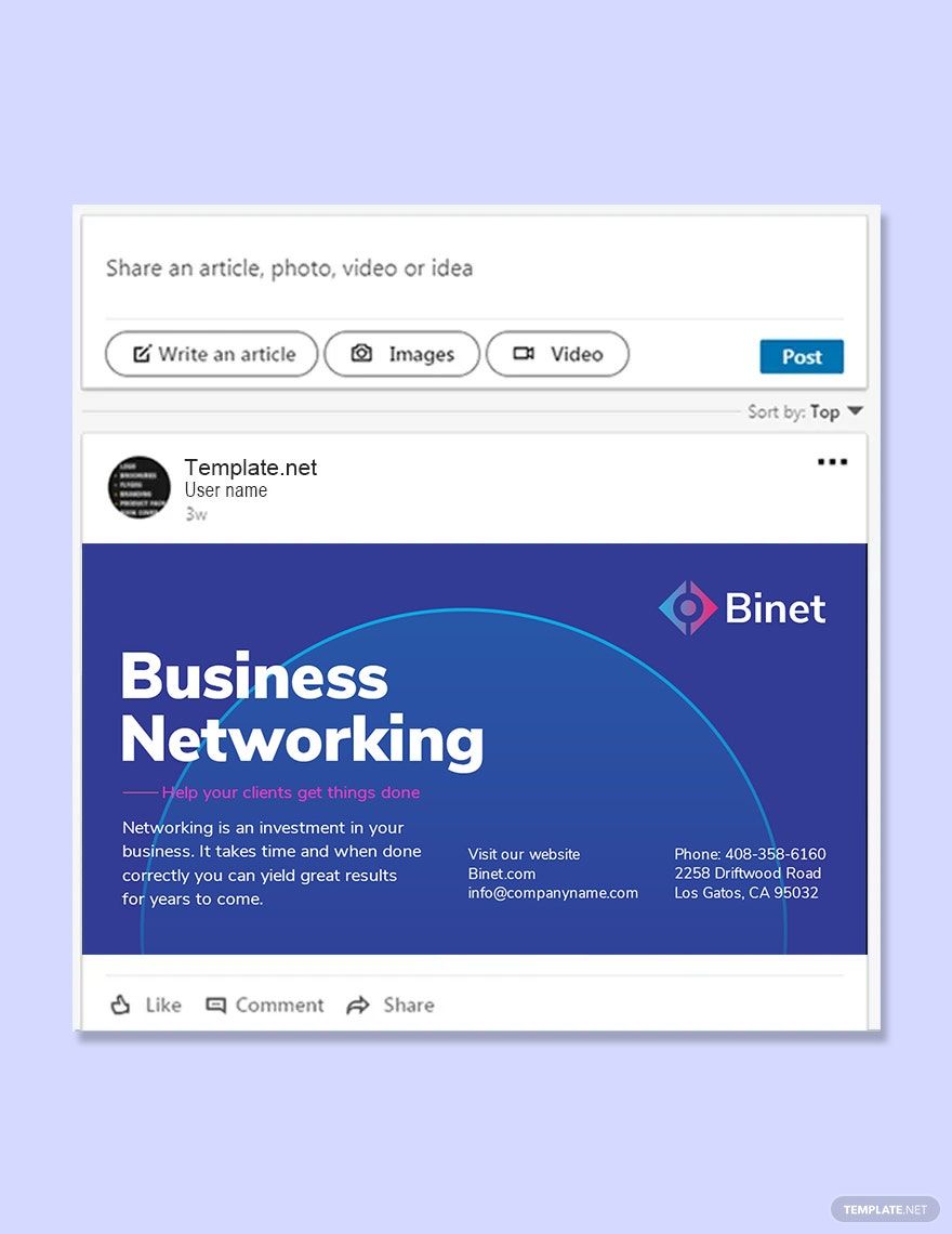Business Networking Linkedin Post Template