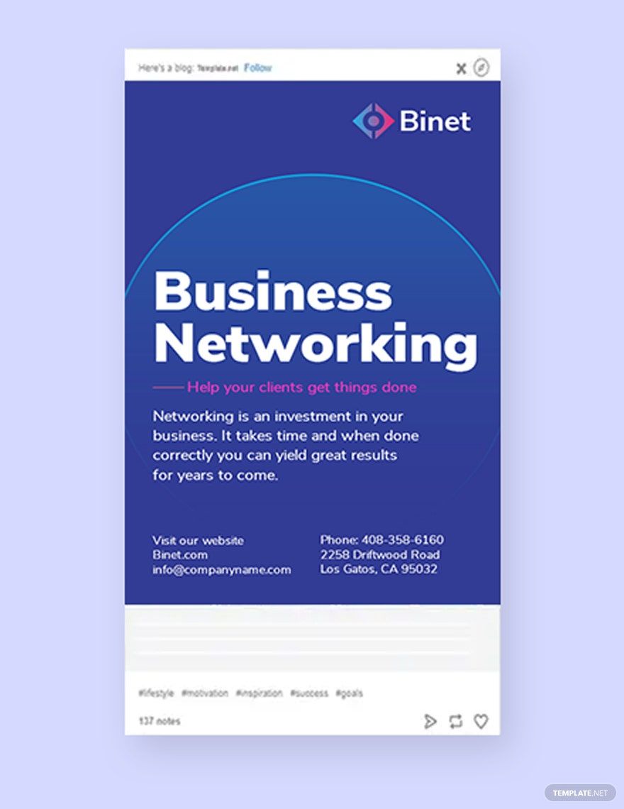 Free Business Networking Tumblr Post Template