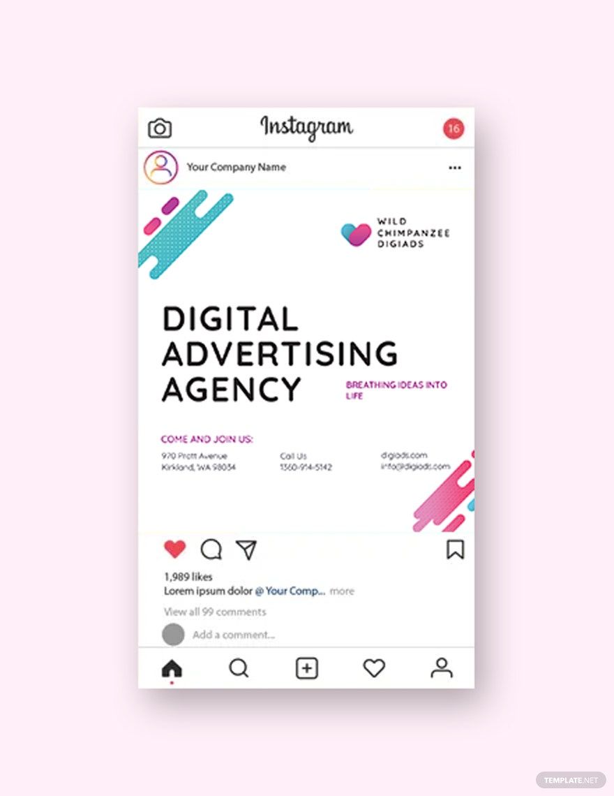 Digital Advertising Agency Instagram Post Template in PSD