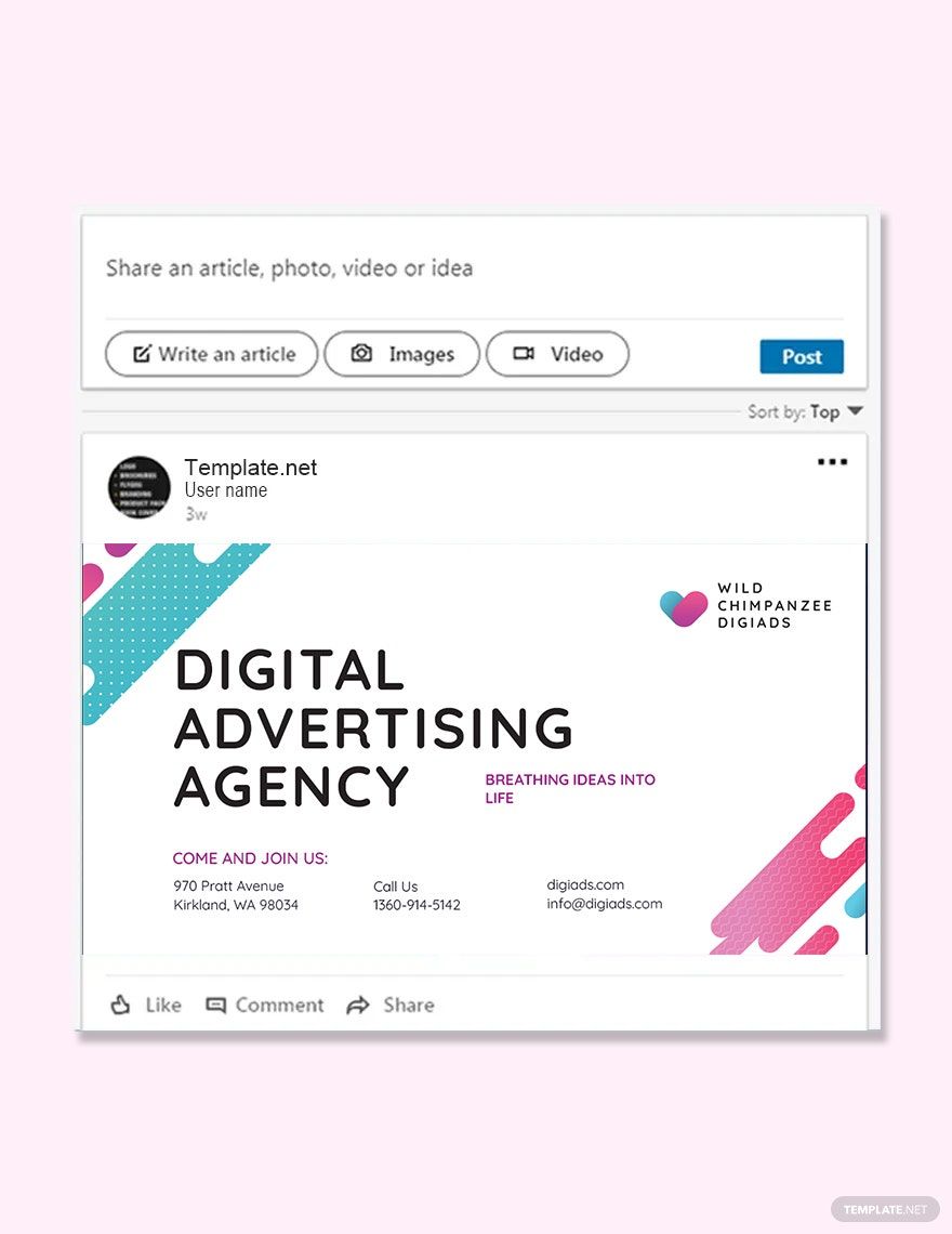 Digital Advertising Agency Linkedin Post Template in PSD