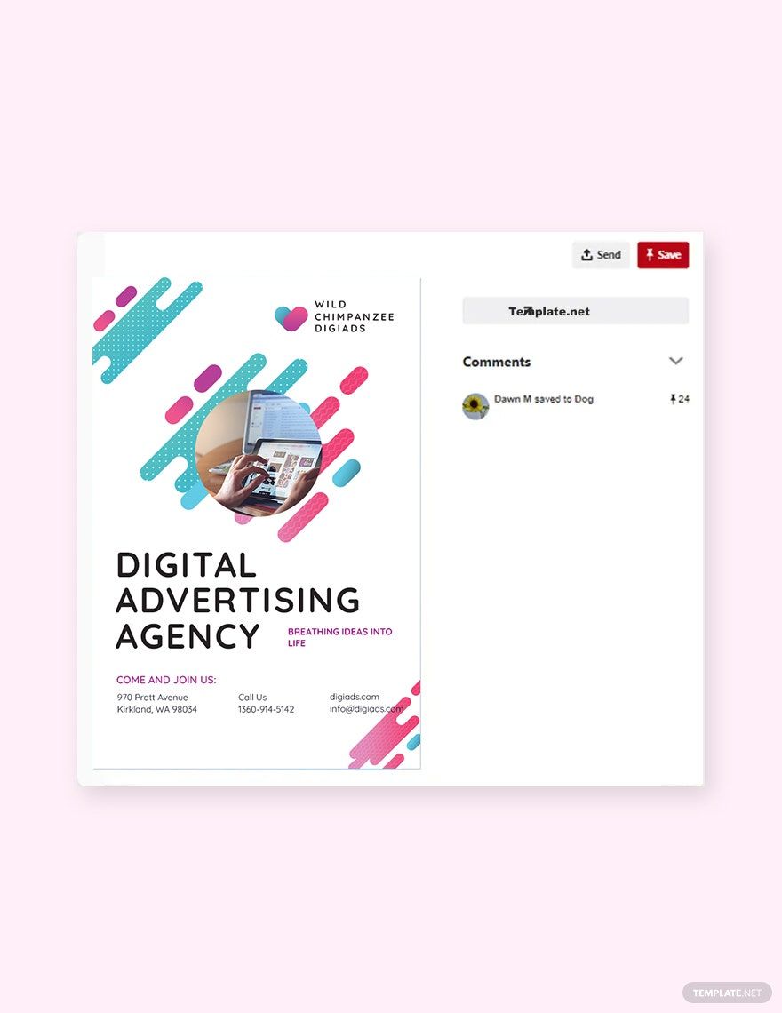 Digital Advertising Agency Pinterest Pin Template in PSD
