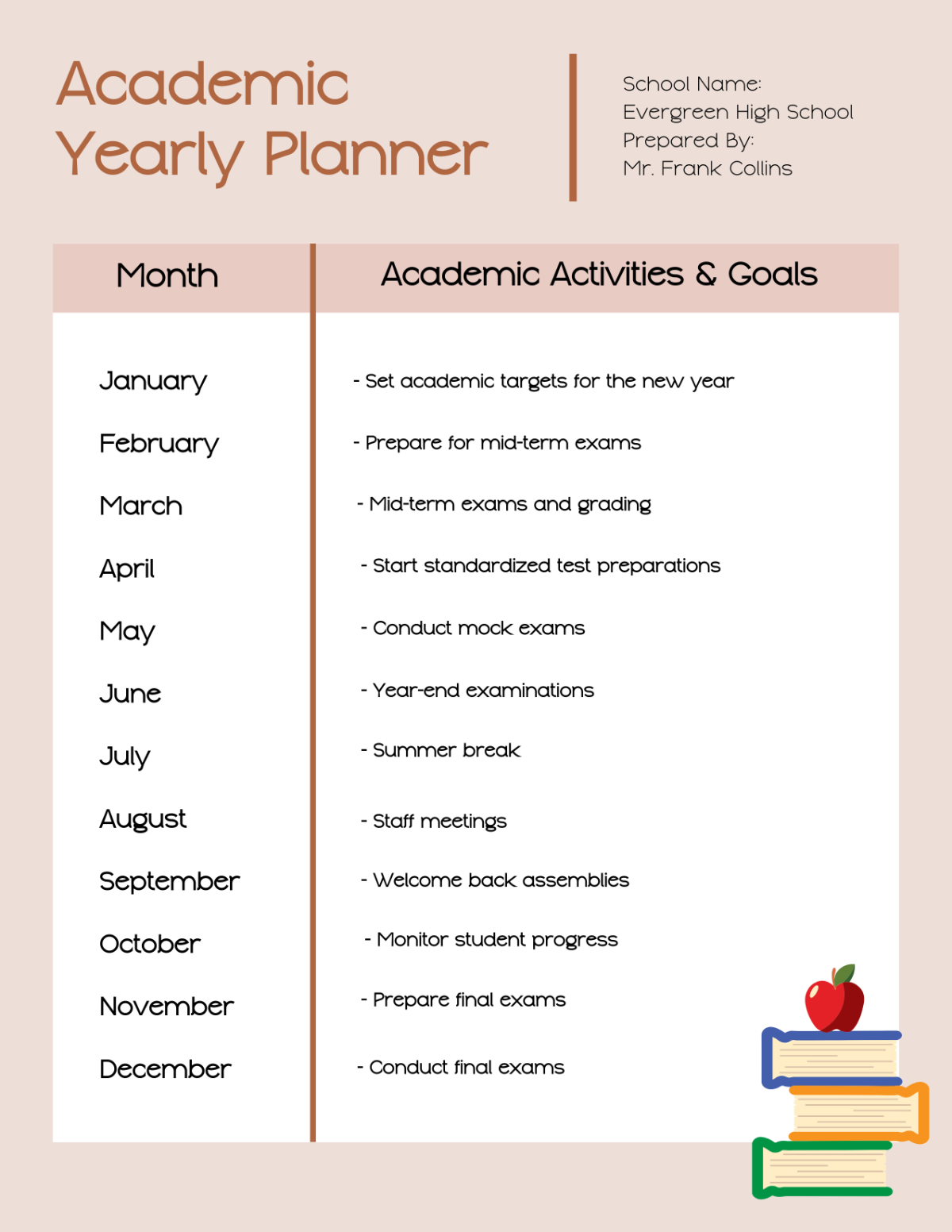 Free Academic Yearly Planner Template To Edit Online