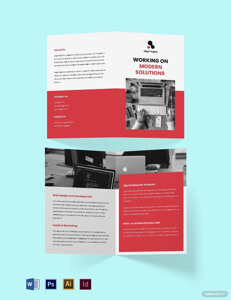 Free Digital Agency Bi-Fold Brochure Template