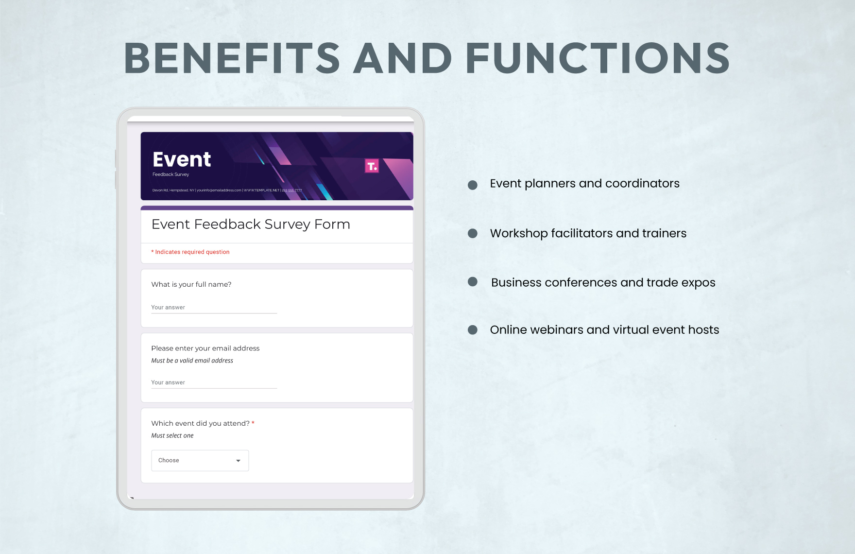 Event Feedback Survey Form Template