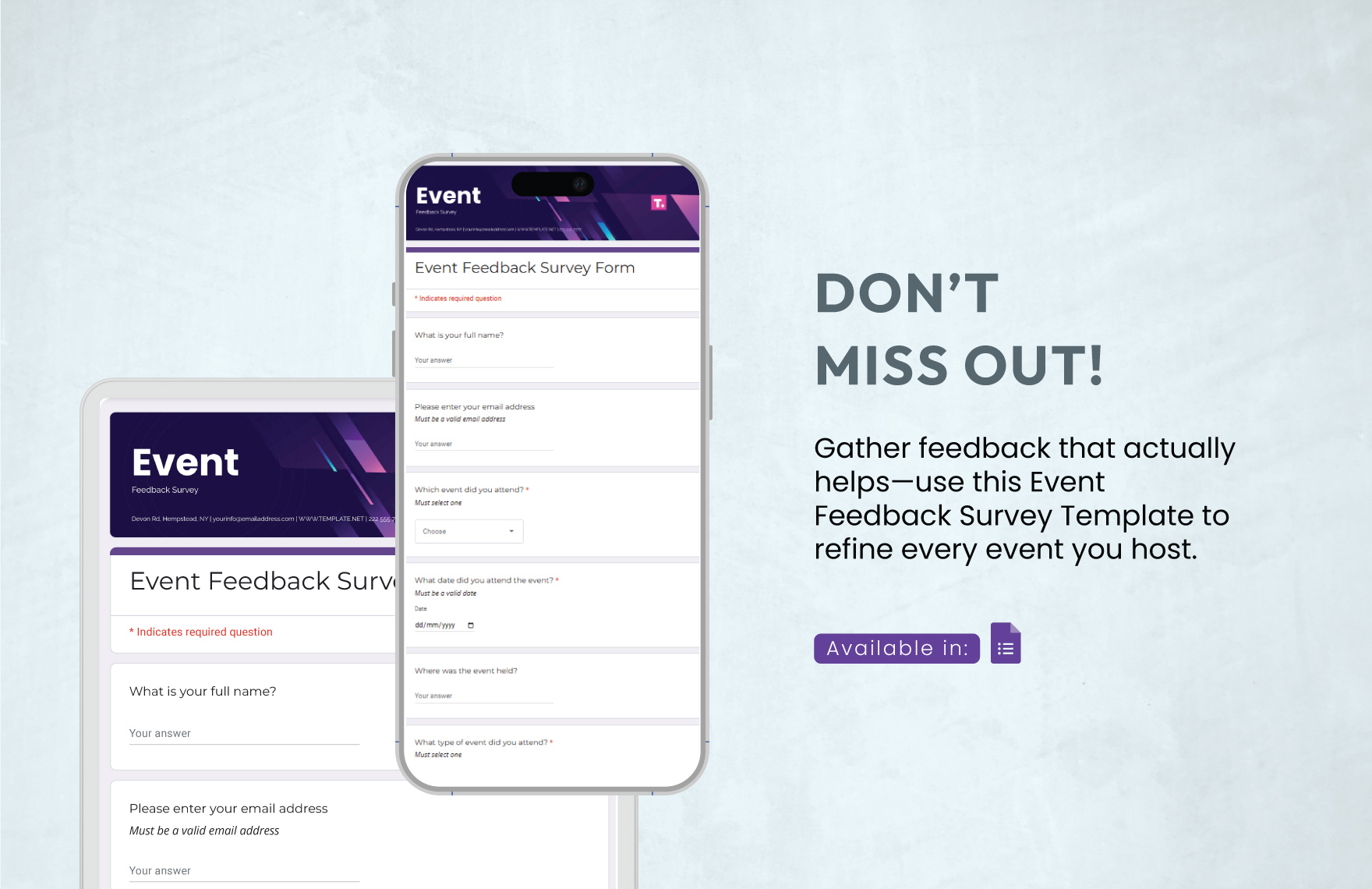 Event Feedback Survey Form Template