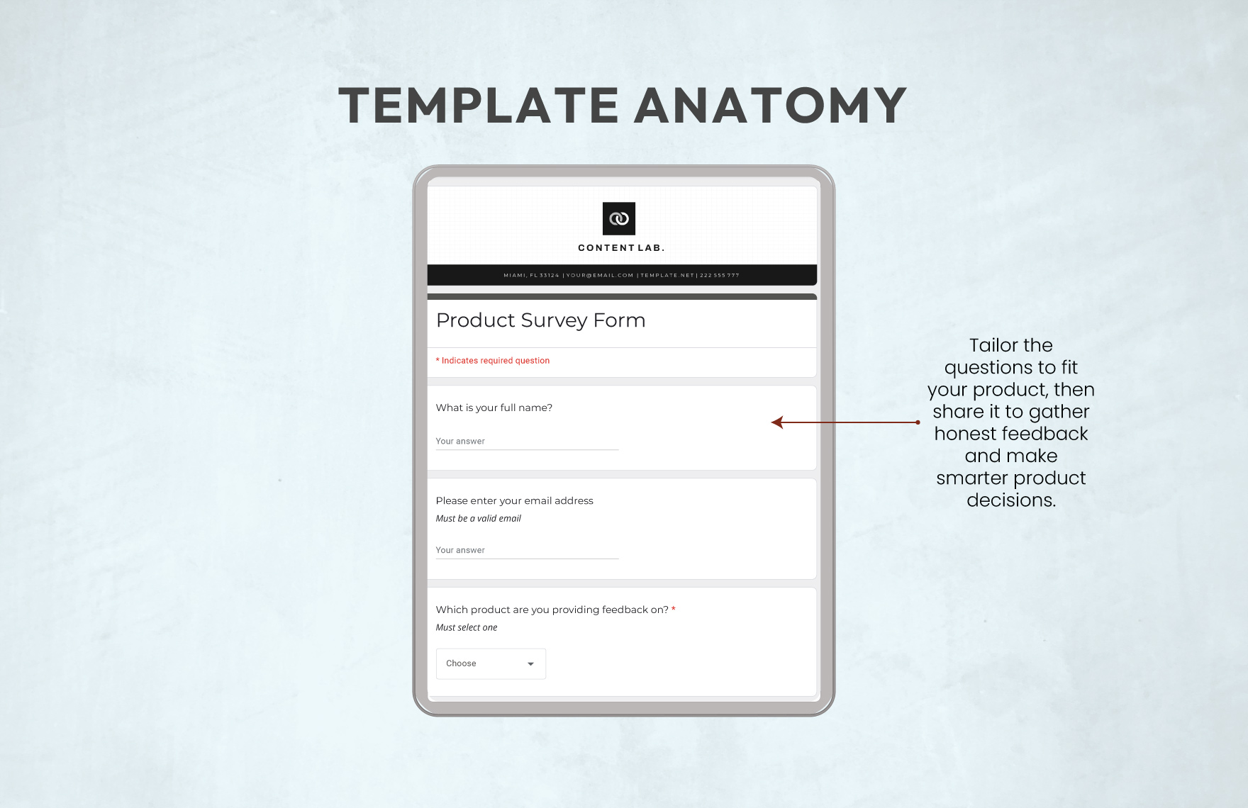Product Survey Form Template