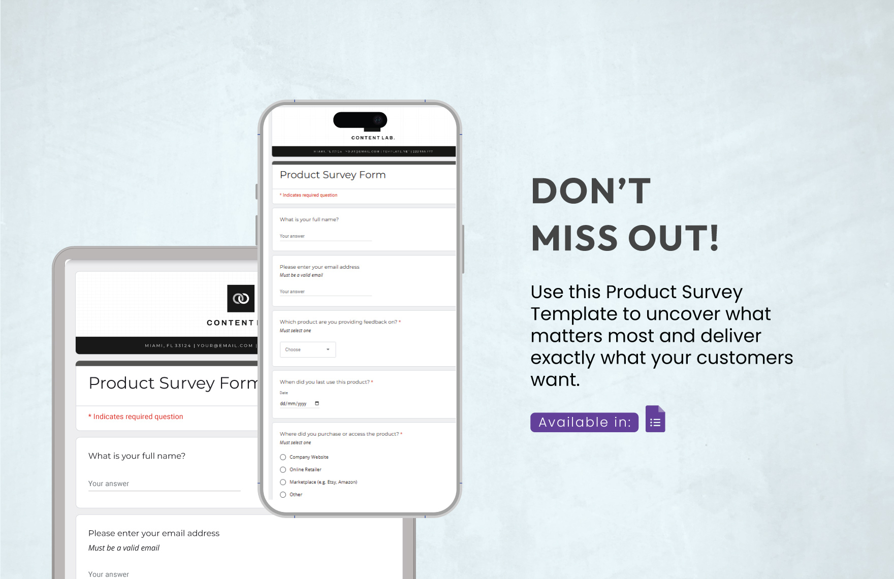Product Survey Form Template