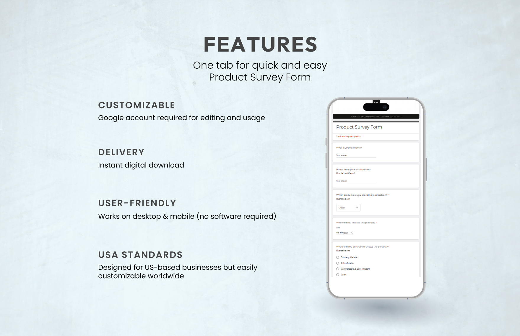 Product Survey Form Template
