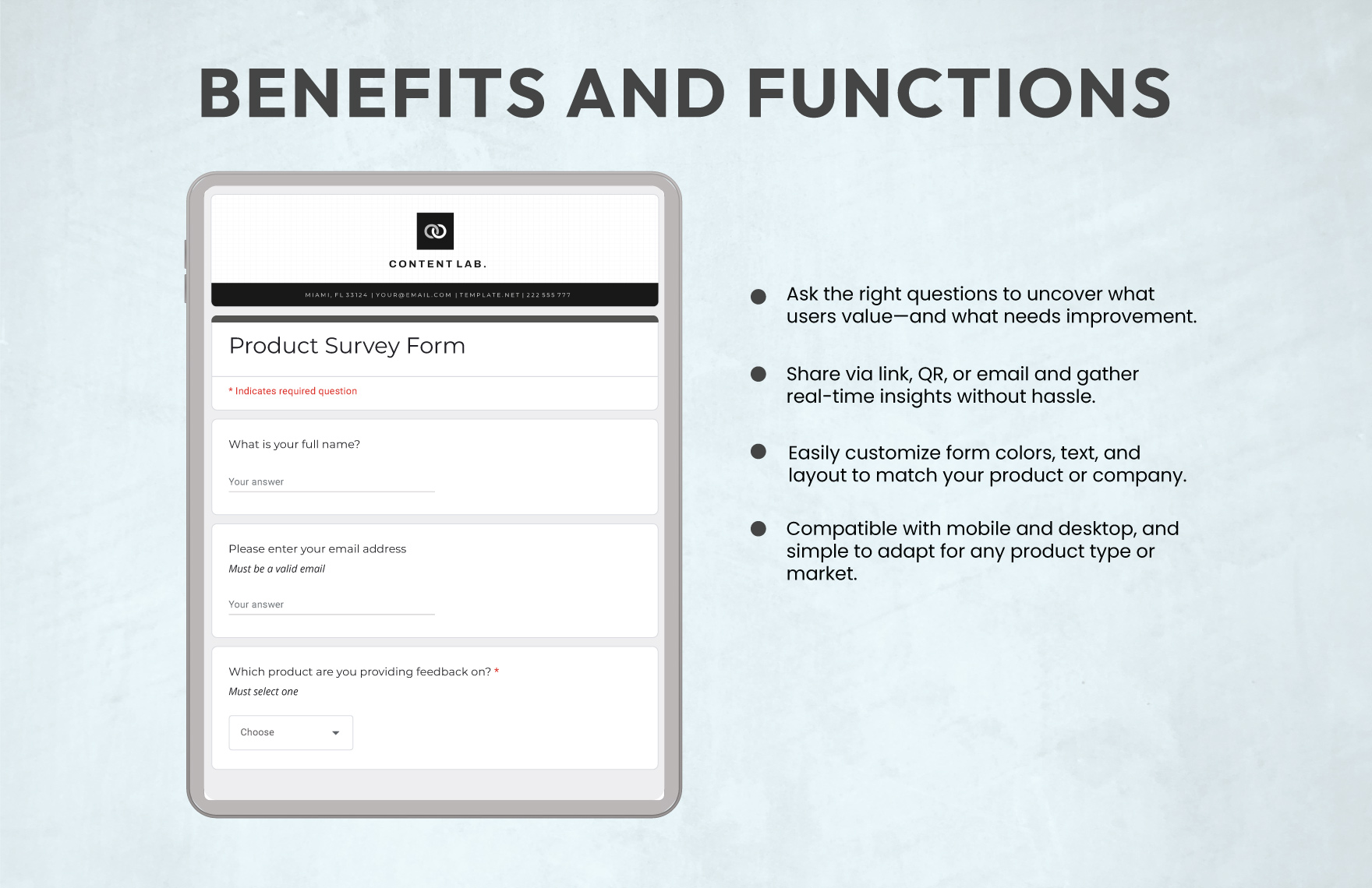 Product Survey Form Template