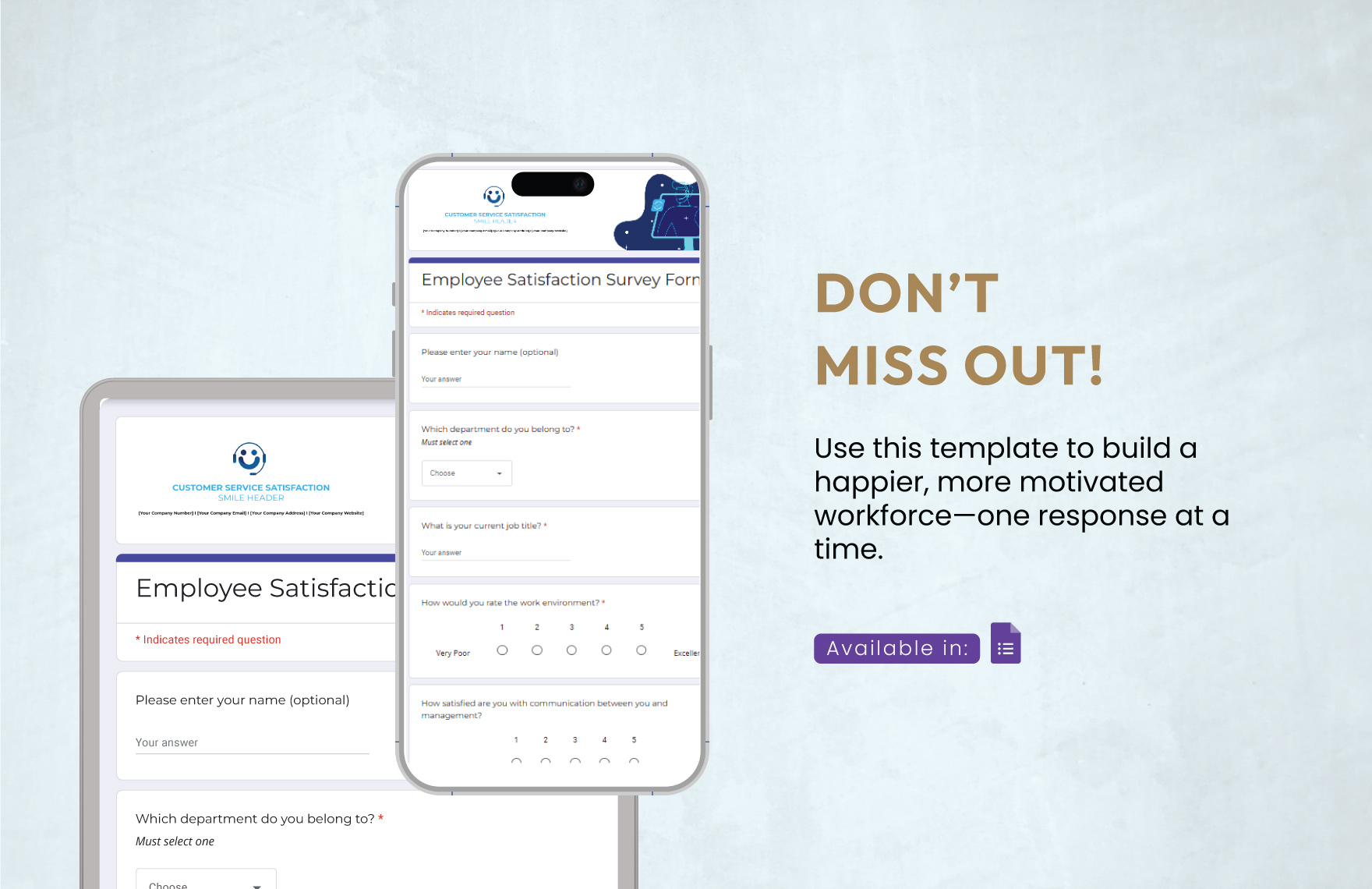 Employee Satisfaction Survey Form Template