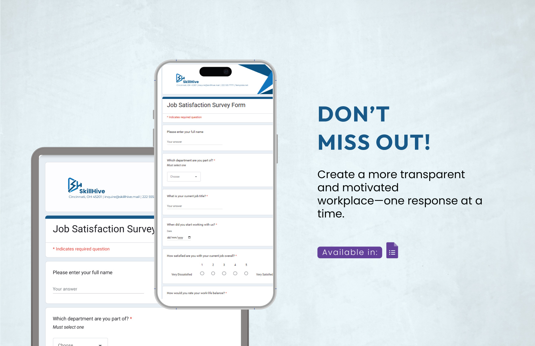 Job Satisfaction Survey Form Template