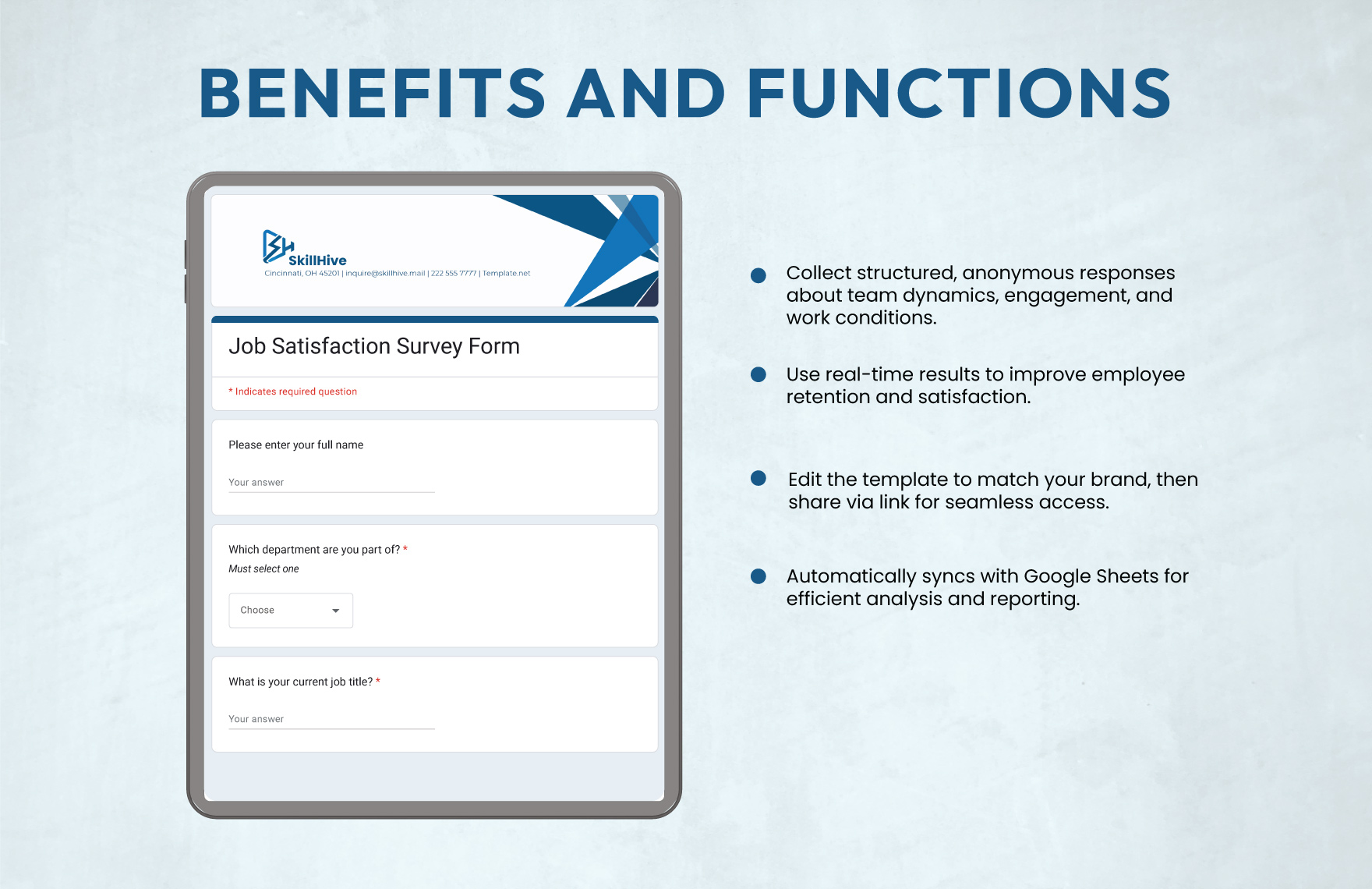 Job Satisfaction Survey Form Template