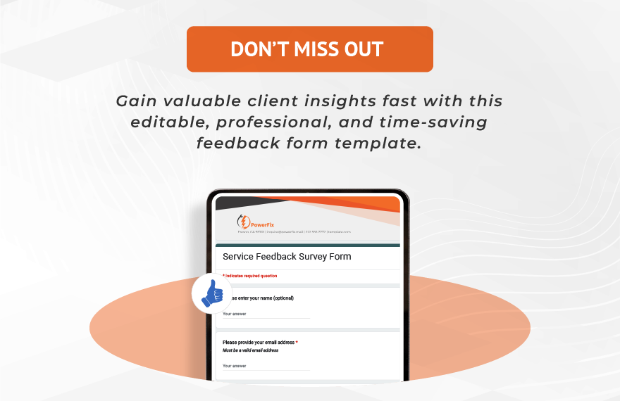 Service Feedback Survey Form Template