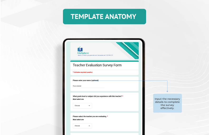 Teacher Evaluation Survey Form Template