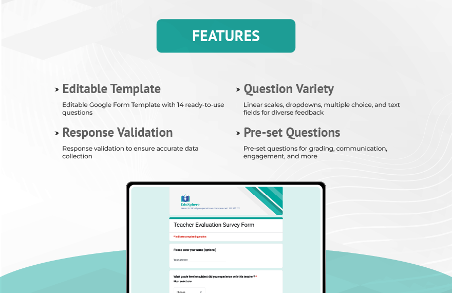 Teacher Evaluation Survey Form Template