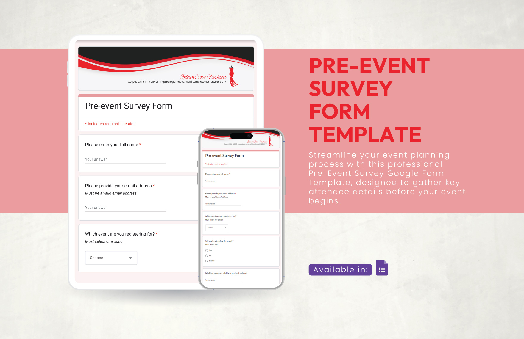 Pre-Event Survey Form Template to Download