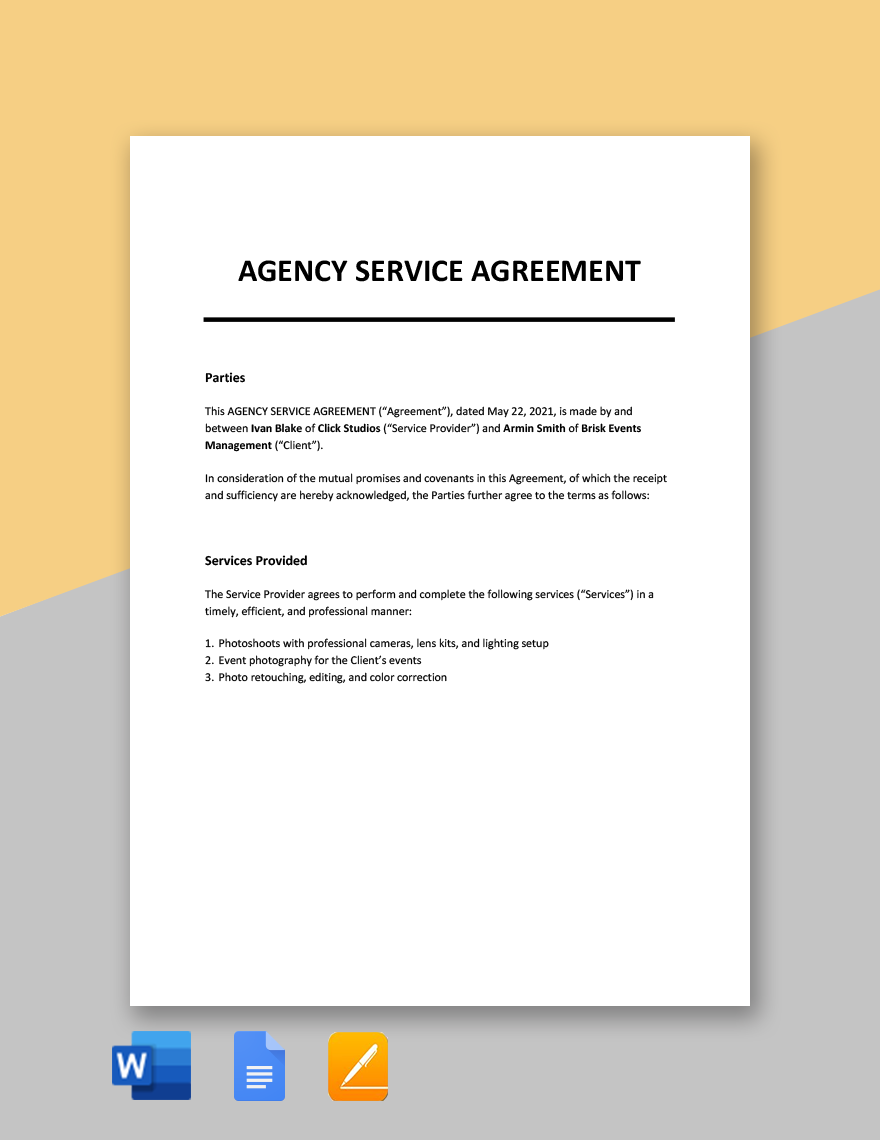 Agency Service Agreement Template