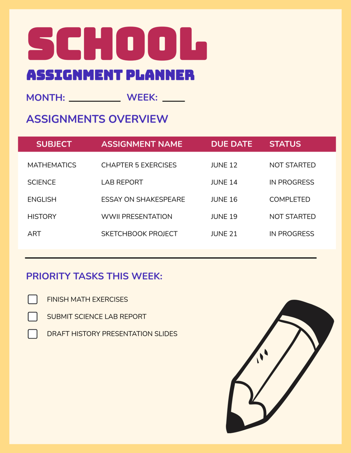Free School Planner Templates To Customize Online Free School Planner Templates To Customize Online