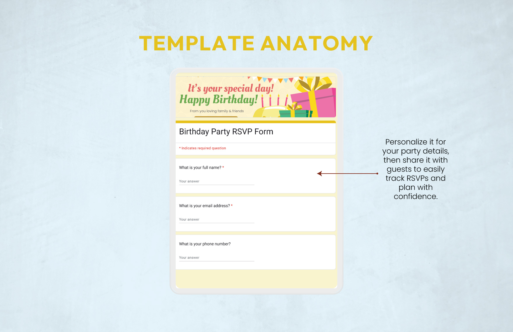 Birthday Party RSVP Form Template