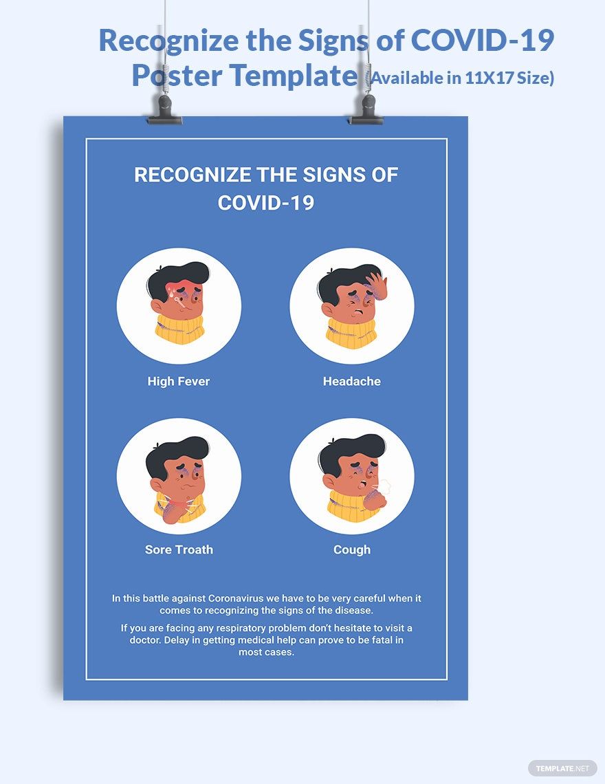 Recognize the Signs of COVID-19 Poster Template