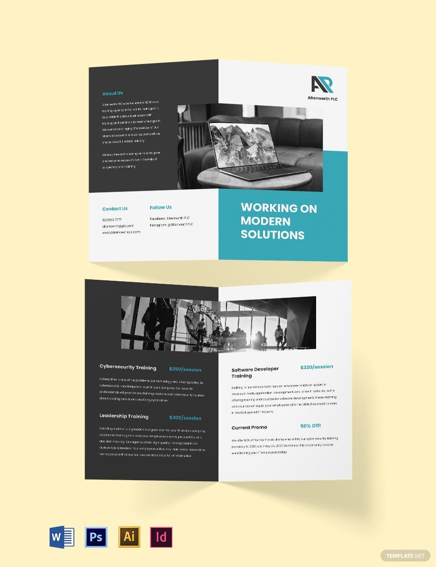 StartUp Training Brochure Template in InDesign, Illustrator, PSD, Word, Publisher, Google Docs, PDF - Download | Template.net