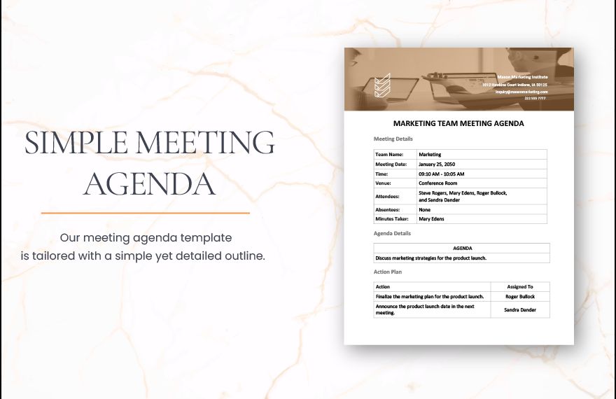 Simple Meeting Agenda Template Google Docs, Word, Apple Pages