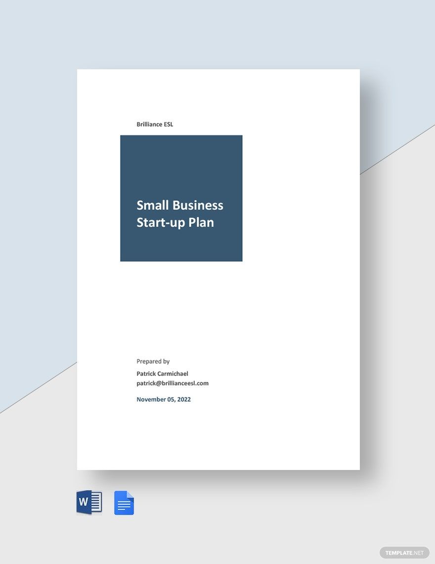 Small Business Startup Business Plan Template in Word, Google Docs, Apple Pages