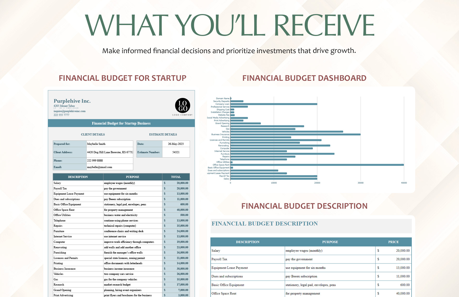 Financial Budget for Startup Business Template