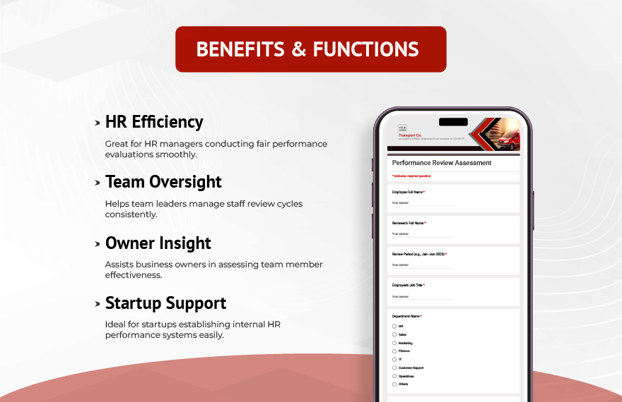 Performance Review Assessment Template