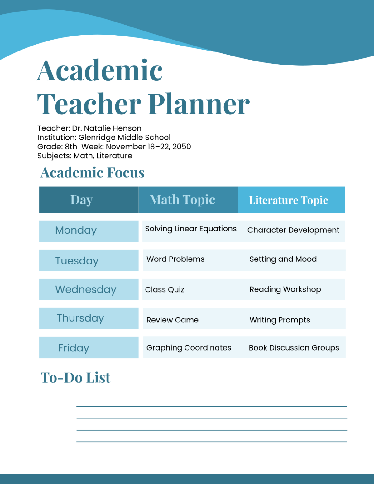 Free Teacher Homework Planner Template To Edit Online
