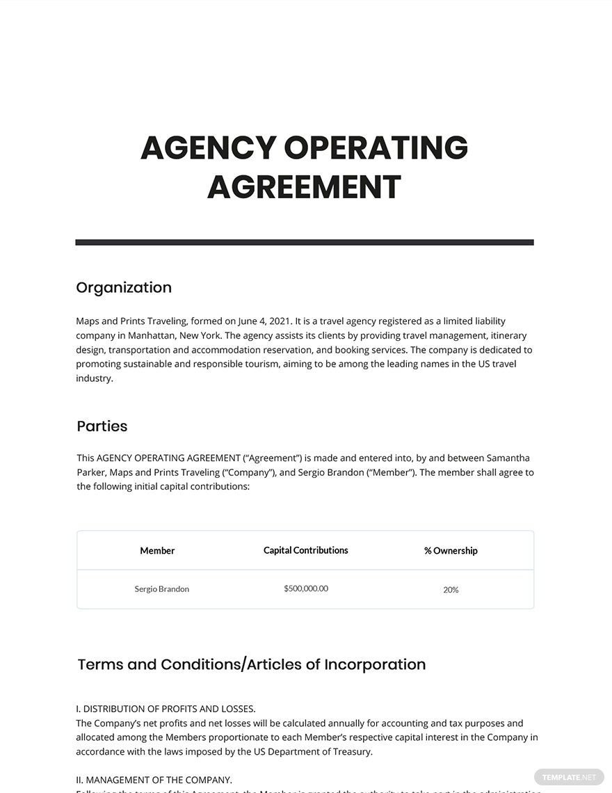 Free Simple Agency Agreement Template